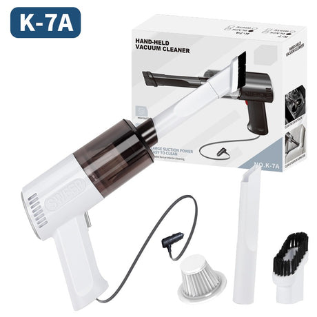 Aspirator Portabil Auto, Vivimall, Tip Pistol K7A, Pentru Casa si Masina, Cablu Auto, 36 x 17 cm, Alb - vivimall.ro