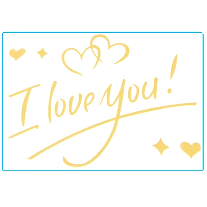 Autocolant I love You, Vivimall, Tematica Iubire, 21x29 cm, Auriu - vivimall.ro