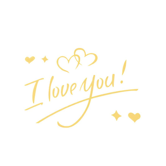 Autocolant I love You, Vivimall, Tematica Iubire, 21x29 cm, Auriu - vivimall.ro