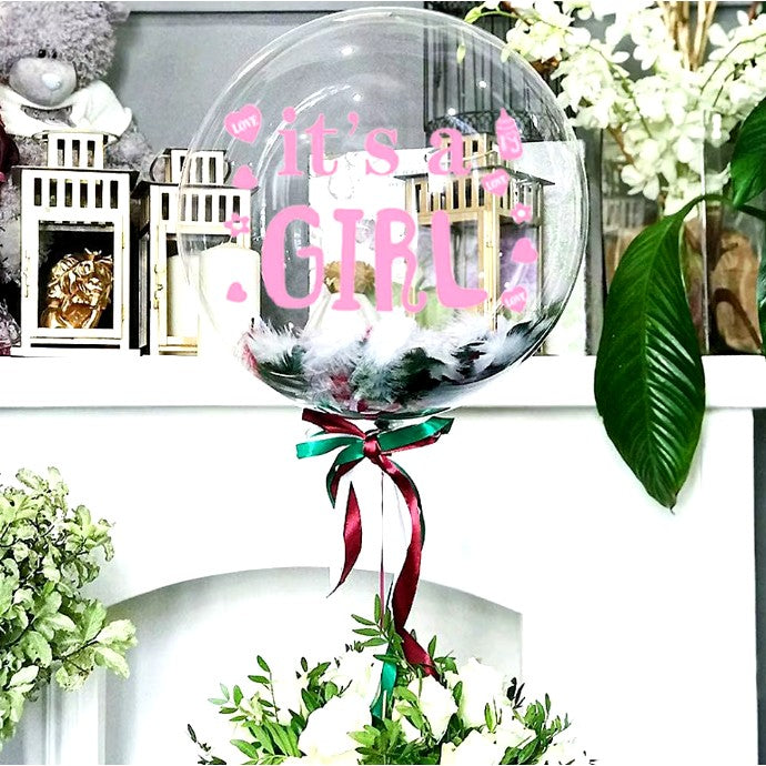 Sticker Autocolant, Vivimall, Tematica Gender Reveal, Model Scris It's a Girl, 19.5x27.5 cm, Roz - vivimall.ro