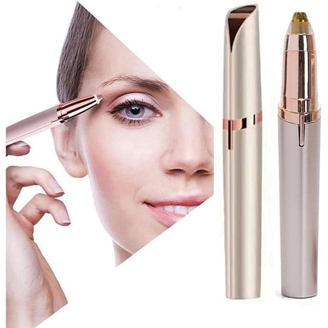 Trimmer Facial, Vivimall, pentru Sprancene, Incarcare USB, 1.5 x 13 cm, din ABS, Sampanie - vivimall.ro