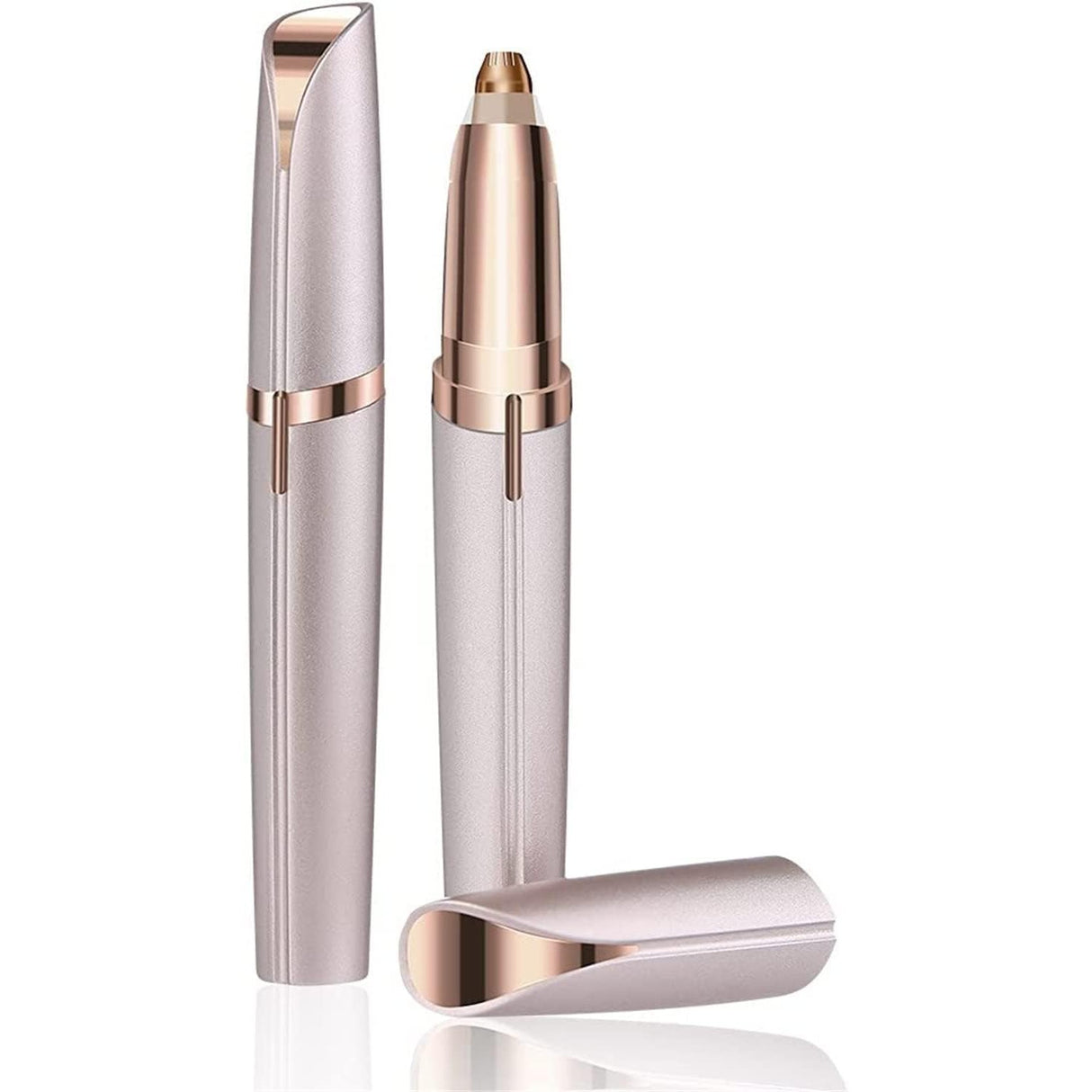 Trimmer Facial, Vivimall, pentru Sprancene, Incarcare USB, 1.5 x 13 cm, din ABS, Sampanie - vivimall.ro