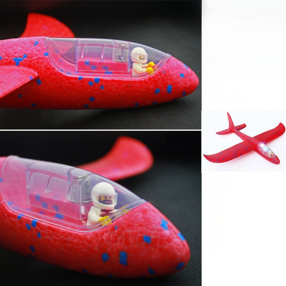 Avion Planor cu Pilot, Vivimall, Din Polistiren, Cu Lumini in Cabina Pilotului, Lungime 47 cm, Rosu - vivimall.ro