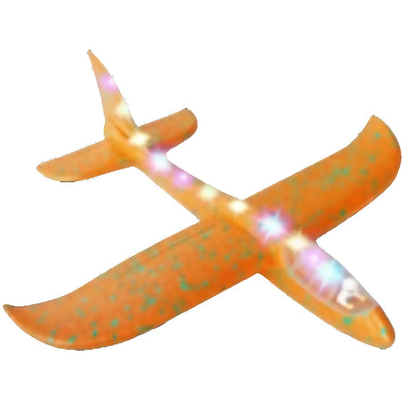 Avion Planor cu Pilot, Vivimall, Din Polistiren, Cu Lumini pe Toata Lungimea, 47 cm, Portocaliu - vivimall.ro