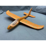 Avion planor din polistiren in punga , lungime 47 cm , cu lumini pe varf, Portocaliu, Vivimall - vivimall.ro