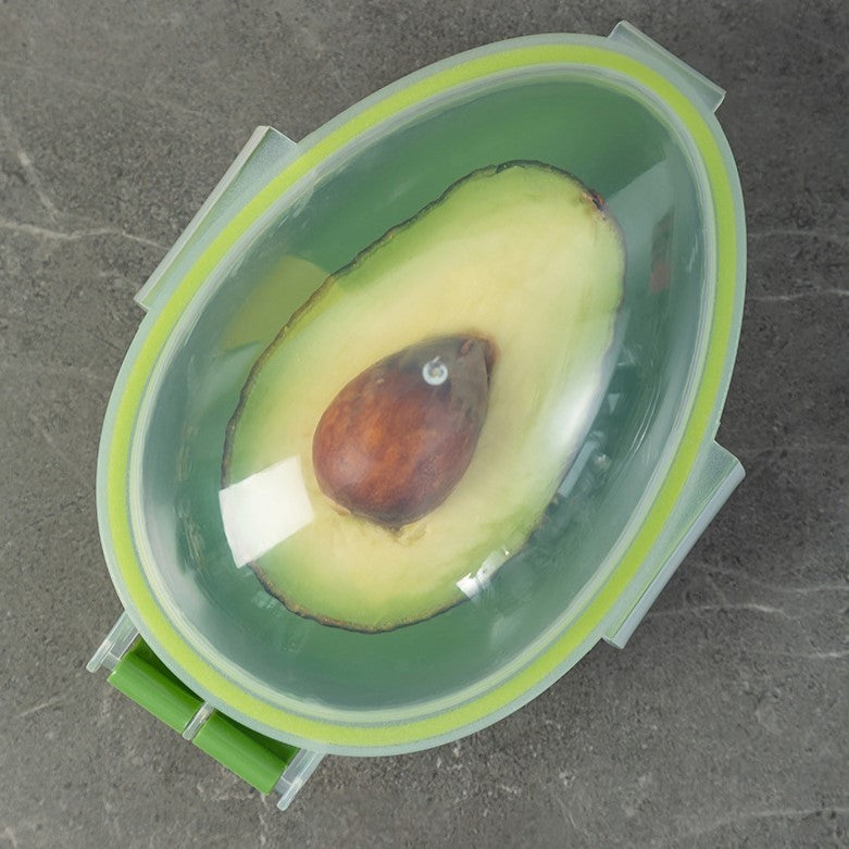 Recipient de Depozitare Avocado, Vivimall, Etans, pentru Frigider, din Plastic, Mentinere Proaspata, 15.3x11x8 cm, Verde - vivimall.ro