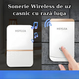 Receptor sonerie Flippy alb/auriu conectat la priză 220V, vedere laterală