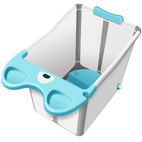 Cada Pliabila pentru Baie, Vivimall, din PP+TPE, pentru Copii +6 Luni, Model Ursulet, Scaun de Interior, Detasabil, 82 x 50 x 54 cm, Albastru - vivimall.ro