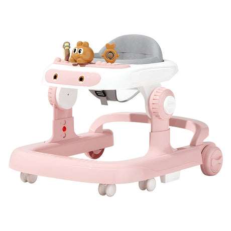 Premergator Multifunctional cu Roti Vivimall, Model Iepuras, Inaltime Ajustabila, Tavita, Muzica, Lumini, 66x59x41 cm, Roz - vivimall.ro