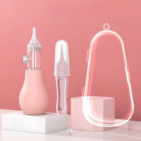 Set Aspirator Nazal pentru Copii, Vivimall, Manual, Anti-Reflux, cu Pompita, Usor de Curatat, Varf din Silicon, 11.2x4cm, Roz - vivimall.ro