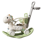 Balansoar pentru Copii, Vivimall, 3in1, cu Spatar si Bara de Siguranta, Maner cu Cos de Basket, Tava de Masa, 80 x 43 x 83 cm, din Plastic, + 3 Ani, Verde - vivimall.ro