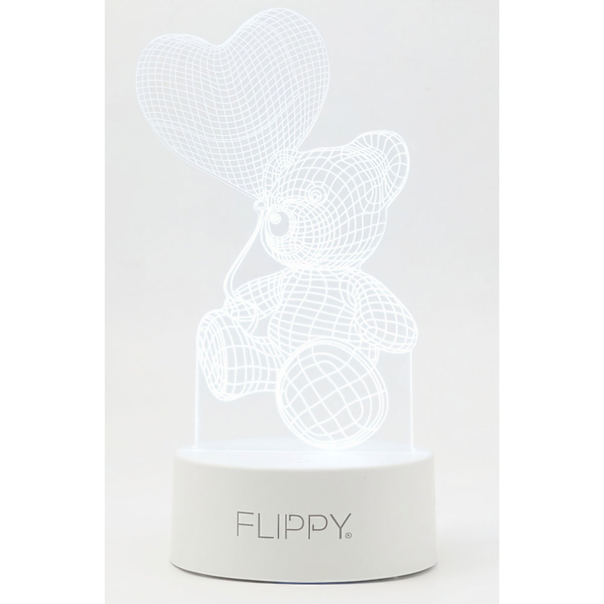 Lampa LED decorativa, Vivimall, 3D, Ursulet cu balon inima, cu telecomanda, doua moduri de alimentare USB si baterii, 20 cm inaltime, din material acril si lumina multicolora, alb - vivimall.ro