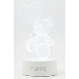 Lampa LED decorativa, Vivimall, 3D, Ursulet cu balon inima, cu telecomanda, doua moduri de alimentare USB si baterii, 20 cm inaltime, din material acril si lumina multicolora, alb - vivimall.ro