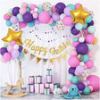 Set 127 baloane latex Happy Birthday multicolor pentru arcadă, vedere de ansamblu a întregului set