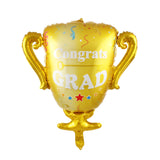 Balon din Folie Metalizata, Vivimall, Figurina Cupa, Tema Absolvire, 65x72cm, Ambalaj Individual, Pai Inclus, Umflare cu Aer sau Heliu, Galben - vivimall.ro