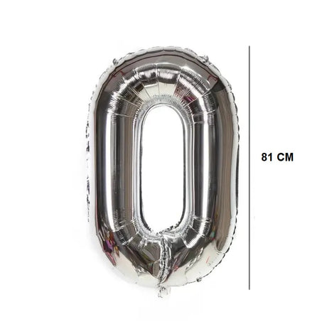 Balon din Folie Vivimall, Cifra 0, 81 cm, Pentru Aer sau Heliu, Bulk, Argintiu - vivimall.ro