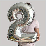 Balon din Folie Vivimall, Cifra 2, 81 cm, Pentru Aer sau Heliu, Bulk, Argintiu - vivimall.ro
