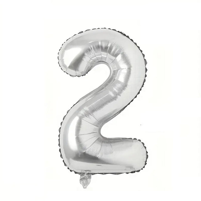 Balon din Folie Vivimall, Cifra 2, 81 cm, Pentru Aer sau Heliu, Bulk, Argintiu - vivimall.ro