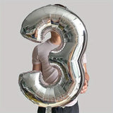 Balon din Folie Vivimall, Cifra 3, 81 cm, Pentru Aer sau Heliu, Bulk, Argintiu - vivimall.ro