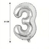 Balon din Folie Vivimall, Cifra 3, 81 cm, Pentru Aer sau Heliu, Bulk, Argintiu - vivimall.ro