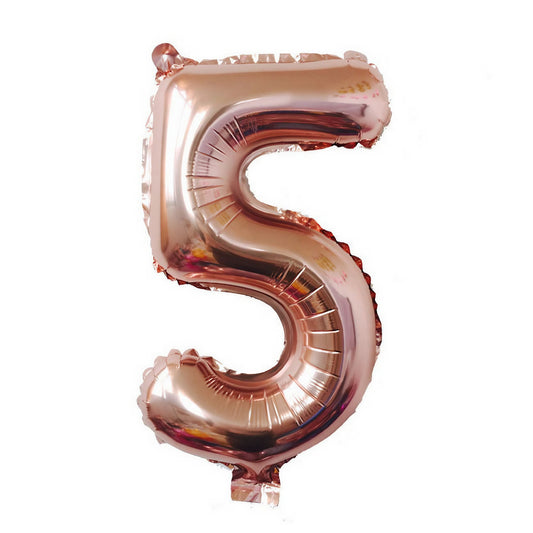 Balon din Folie Vivimall, Cifra 5, 81 cm, Pentru Aer sau Heliu, Bulk, Roz Auriu - vivimall.ro