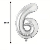 Balon din Folie Flippy, Cifra 6, 81 cm, Pentru Aer sau Heliu, Bulk, Argintiu - vivimall.ro