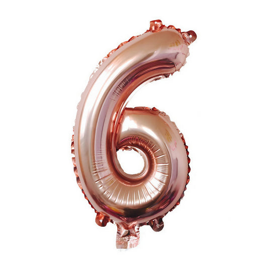 Balon din Folie Vivimall, Cifra 6, 81 cm, Pentru Aer sau Heliu, Bulk, Roz Auriu - vivimall.ro