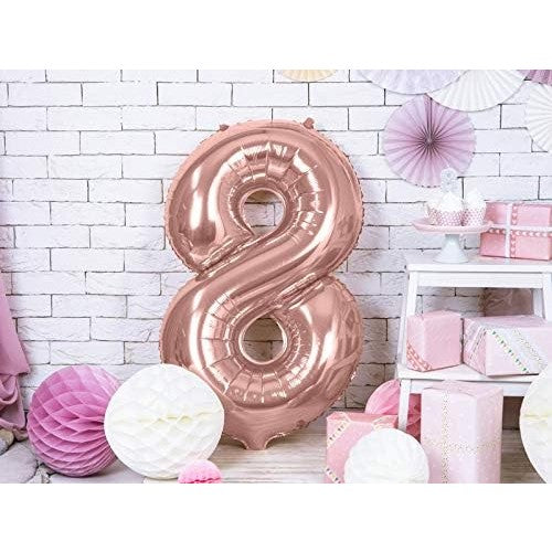 Balon din Folie Vivimall, Cifra 8, 81 cm, Pentru Aer sau Heliu, Bulk, Roz Auriu - vivimall.ro