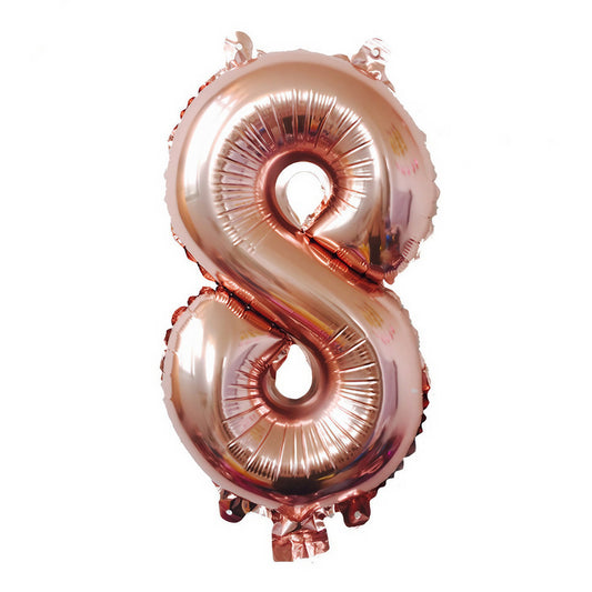 Balon din Folie Vivimall, Cifra 8, 81 cm, Pentru Aer sau Heliu, Bulk, Roz Auriu - vivimall.ro