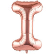 Balon folie metalizată litera I, culoare rose gold, 100 cm, vedere frontală completă