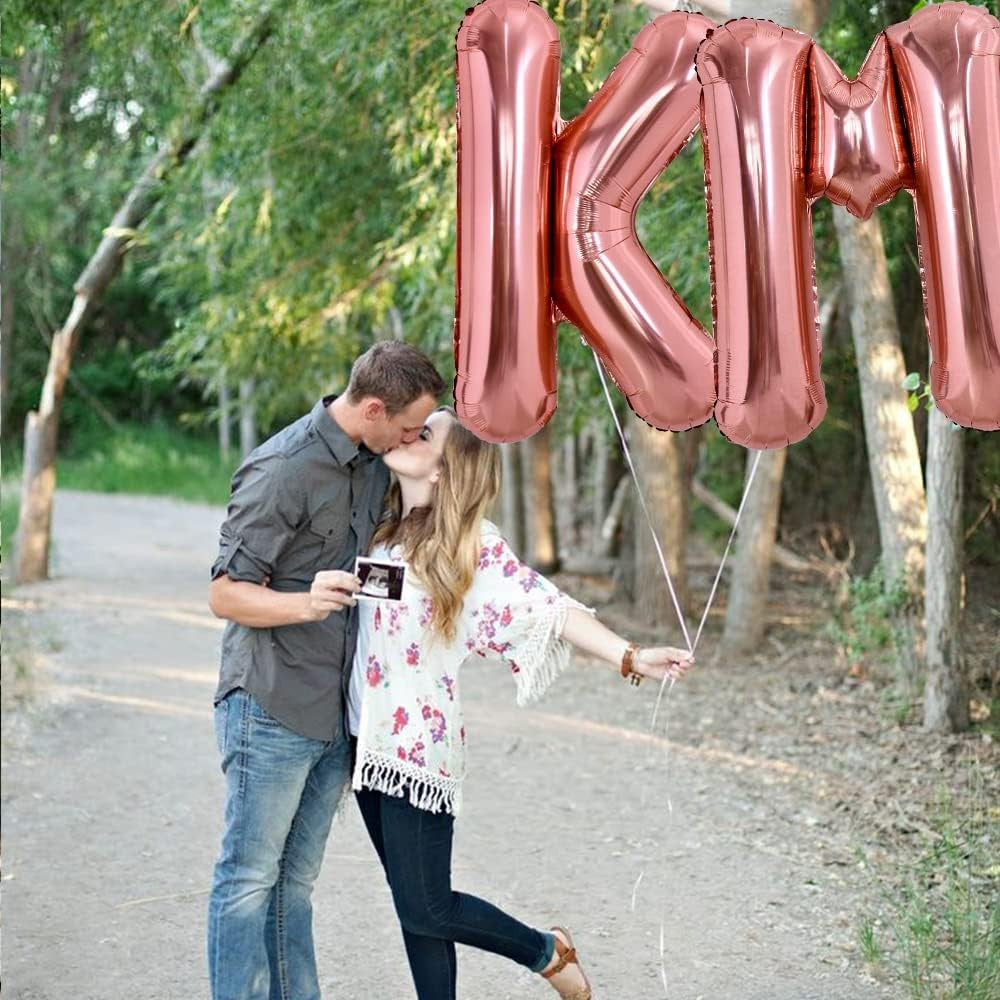 Balon Folie Metalizata Litera M, Vivimall, 100 cm, Umflati cu Heliu sau Aer, Ambalaj Individual, Pai inclus, Rose Gold - vivimall.ro