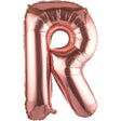 Balon folie metalizată litera R Rose Gold, 100 cm, vedere frontală completă