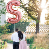 Balon Folie Metalizata Litera S, Vivimall, 100 cm, Umflati cu Heliu sau Aer, Ambalaj Individual, Pai inclus, Rose Gold - vivimall.ro