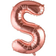 Balon folie metalizată Litera S Rose Gold 100 cm Vivimall, vedere frontală pe fundal alb
