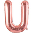 Balon folie metalizată litera U rose gold Vivimall, 100 cm, vedere frontală completă