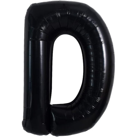 Balon din folie metalizata, 40 cm, Balon Folie Metalizata Litera D, Vivimall, 40 cm, Umflati cu Heliu sau Aer, Ambalaj Individual, Pai inclus, Negru, Litera D - vivimall.ro