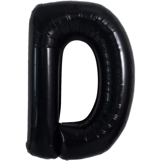 Balon din folie metalizata, 40 cm, Balon Folie Metalizata Litera D, Vivimall, 40 cm, Umflati cu Heliu sau Aer, Ambalaj Individual, Pai inclus, Negru, Litera D - vivimall.ro
