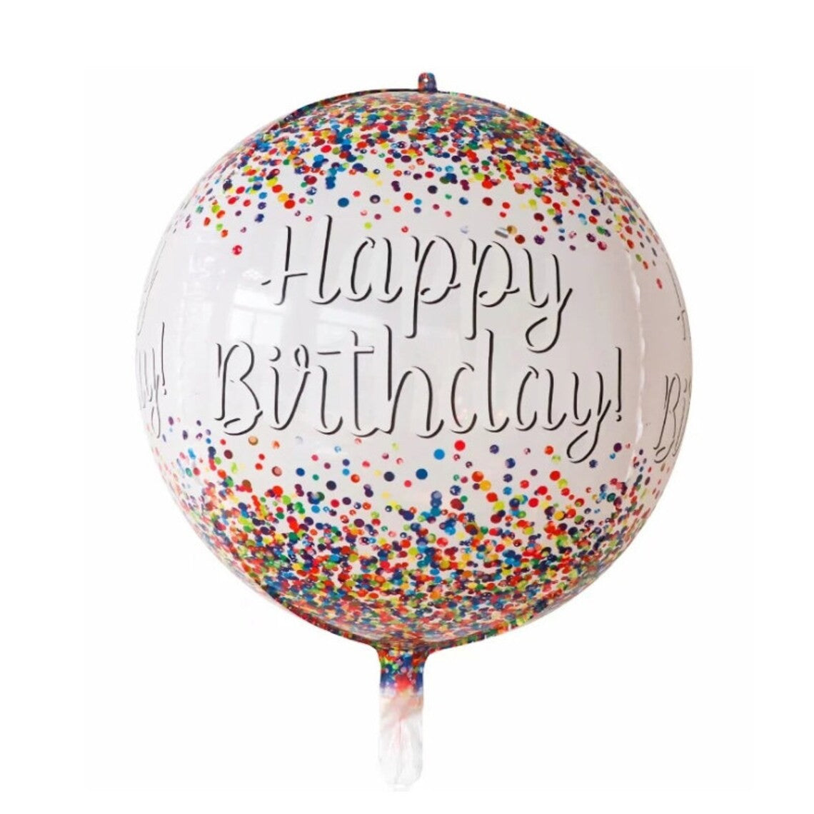 Balon din Folie Metalizata, Vivimall, Figurina Rotunda 4D, Model Happy Birthday, Tema Aniversare, 24 x 63 cm, Ambalaj Individual, Pai inclus, Umflare cu Aer sau Heliu, Maro - vivimall.ro