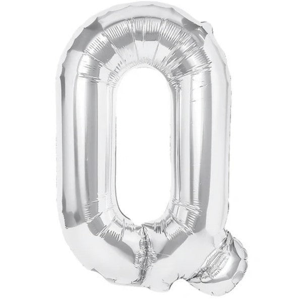 Balon Folie Metalizata Litera Q, Vivimall, 80 cm, Umflati cu Heliu sau Aer, Ambalaj Individual, Pai inclus, Argintiu - vivimall.ro