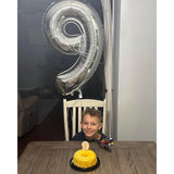 Balon Din Folie Metalizata, Figurina Cifra, Tema Aniversare 100 Cm, Ambalaj Individual, Pai Inclus, Umflare Cu Aer Sau Heliu, Cifra 9 - vivimall.ro