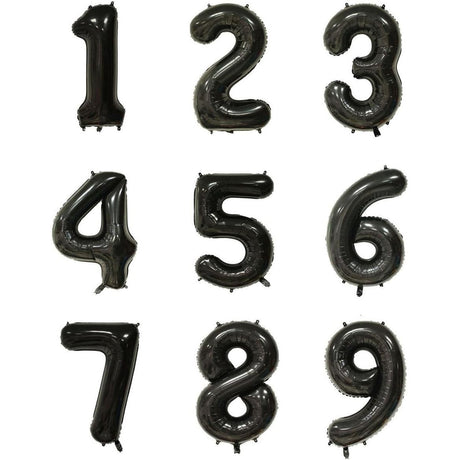 Balon din Folie Metalizata, Vivimall, Figurina Cifra, Tema Aniversare 100 cm, Ambalaj Individual, Pai inclus, Umflare cu Aer sau Heliu, Negru, Cifra 4 - vivimall.ro