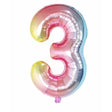 Balon din Folie Metalizata Vivimall, Figurina Cifra Gradient, Tema Aniversare 40 cm, Ambalaj Individual, Pai inclus, Umflare cu Aer sau Heliu, Multicolor, Cifra 3 - vivimall.ro