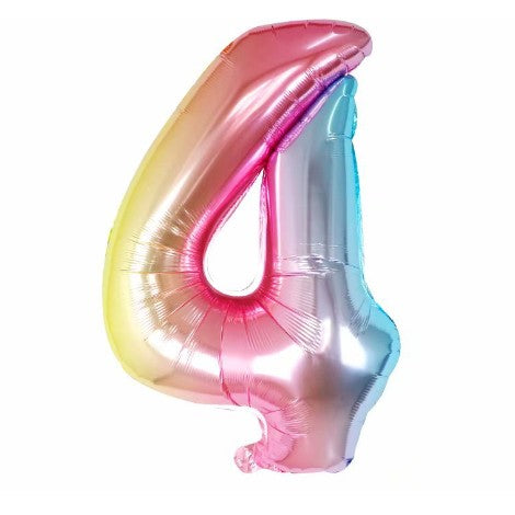 Balon Din Folie Metalizata, Figurina Cifra, Tema Aniversare 40 Cm, Ambalaj Individual, Pai Inclus, Umflare Cu Aer Sau Heliu, Cifra 4 - vivimall.ro