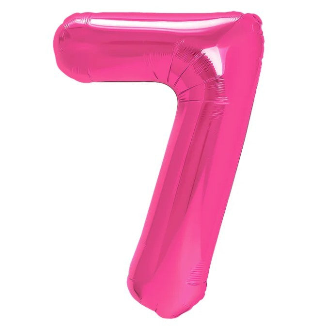 Fólia lufi, Számfigura, Születésnapi Motívum 80 cm, Egyedi csomagolás, Szalma mellékelve, Fújható levegővel vagy héliummal, 7-es Szám