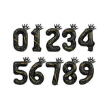 Balon din Folie Metalizata Vivimall, Figurina Cifra si Coroana, Scris Happy Birthday, Tema Aniversare 100 cm, Ambalaj Individual, Pai inclus, Umflare cu Aer sau Heliu, Negru, Cifra 2 - vivimall.ro