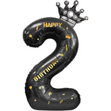 Balon Din Folie Metalizata Figurina Cifra Si Coroana, Scris Happy Birthday, Tema Aniversare 100 Cm, Ambalaj Individual, Pai Inclus, Umflare Cu Aer Sau Heliu, Cifra 2 - vivimall.ro
