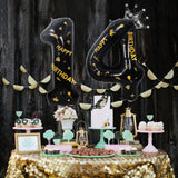 Balon din Folie Metalizata Vivimall, Figurina Cifra si Coroana, Scris Happy Birthday, Tema Aniversare 100 cm, Ambalaj Individual, Pai inclus, Umflare cu Aer sau Heliu, Negru, Cifra 4 - vivimall.ro