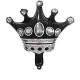 Balon din Folie Metalizata Vivimall, Figurina Cifra si Coroana, Scris Happy Birthday, Tema Aniversare 100 cm, Ambalaj Individual, Pai inclus, Umflare cu Aer sau Heliu, Negru, Cifra 7 - vivimall.ro