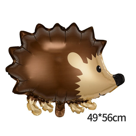 Balon din Folie Metalizata, Vivimall, Figurine Animalute, Model Arici, 49x56 cm, Ambalaj Individual, Pai Inclus, Umflare cu Aer sau Heliu, Maro - vivimall.ro