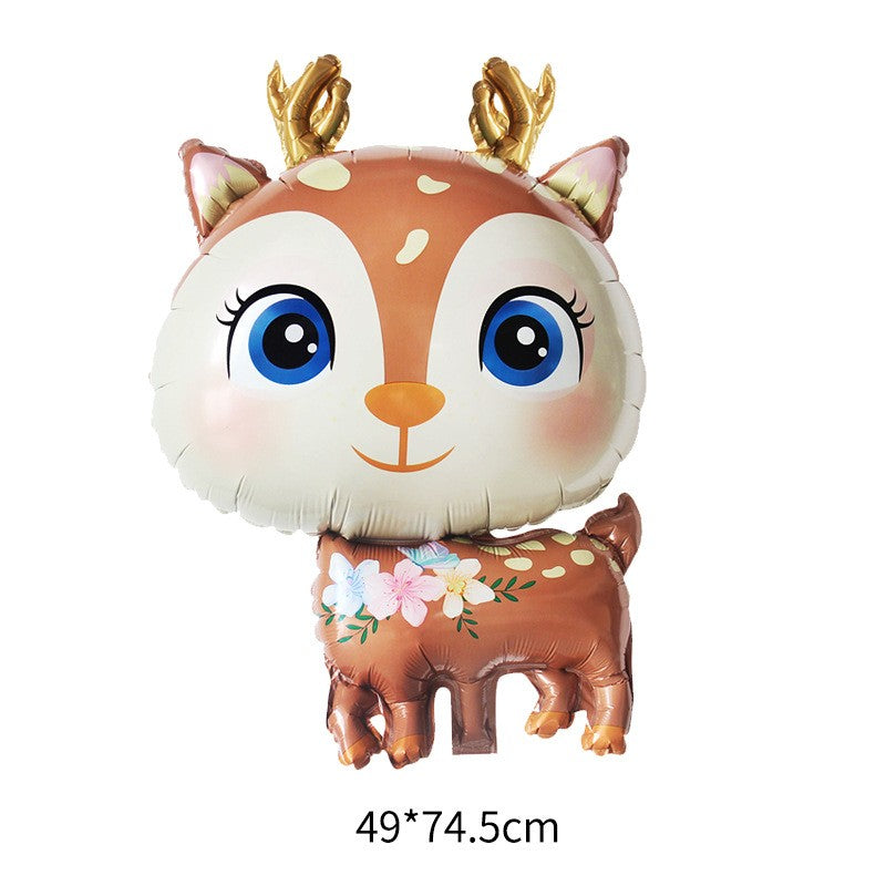 Fém fólia lufi, Mini figura, Szarvas modell, Születésnapi téma, Egyedi csomagolás, Szalma mellékelve, Fújható levegővel vagy héliummal,